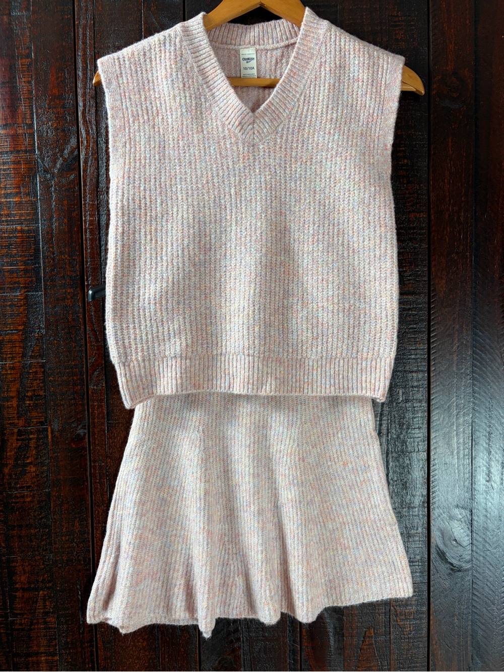 Girls Sweater and Skirt Set Pink Knit Size 10/10a